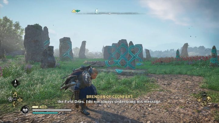 Aby odnaleźć prawidłowy wzór przesuń się na prawo od tabliczki i po prostu przykucnij - Assassins Creed Valhalla: Głazy - Cent, sekrety, lokacje - Assassins Creed Valhalla - poradnik do gry