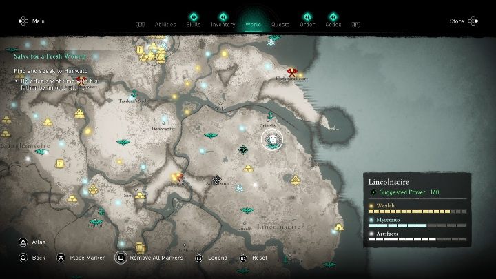 Maskę znajdziesz na północnym krańcu mapy, koło punktu synchronizacji - Assassins Creed Valhalla: Rzymski artefakt - Lincolnscire, sekrety, lokacje - Assassins Creed Valhalla - poradnik do gry