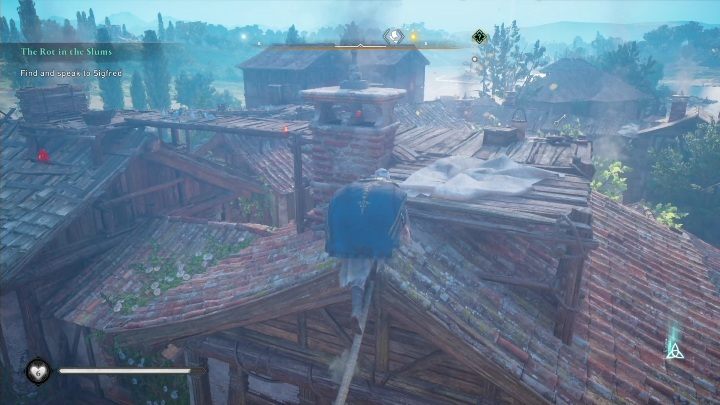 Początek: Kartka znajduje się na dachu jednego z budynków - AC Valhalla Oblężenie Paryża: Karta niesiona wiatrem, Paryż - sekrety - Assassins Creed Valhalla - poradnik do gry
