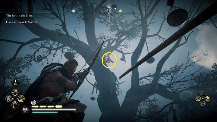Lokalizacja totemu: totem wisi na drzewie, wystarczy go zestrzelić z łuku - AC Valhalla Oblężenie Paryża: Przeklęty symbol, Evresin - sekrety, lokacje - Assassins Creed Valhalla - poradnik do gry