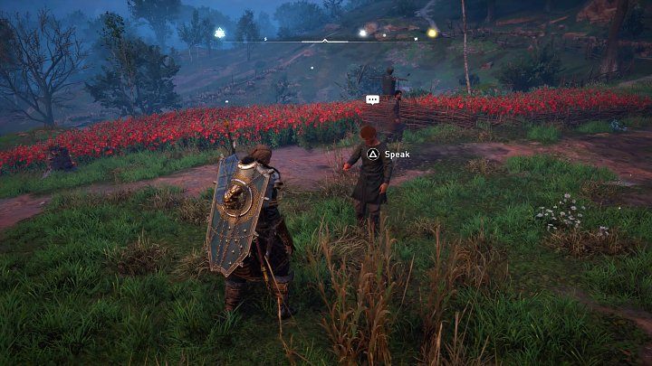Dom mężczyzny jest niedaleko, na wzgórzu - dookoła jest bardzo dużo czerwonych kwiatów - Assassins Creed Valhalla: Porwij mi męża/Take Me a Husband - solucja - Assassins Creed Valhalla - poradnik do gry
