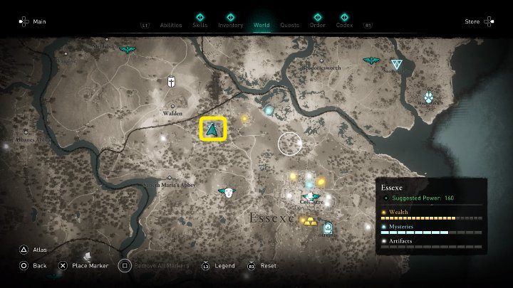 W miejscu zaznaczonym na powyższym obrazku spotkasz wielbiciela zagadek - Assassins Creed Valhalla: Wielbiciel zagadek/The Riddler - solucja - Assassins Creed Valhalla - poradnik do gry