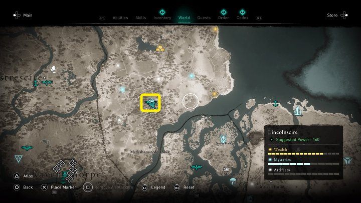 W miejscu zaznaczonym na powyższym obrazku usłyszysz hałasy dochodzące ze starego kościoła - Assassins Creed Valhalla: Król zasrajdziury - solucja, opis przejścia - Assassins Creed Valhalla - poradnik do gry