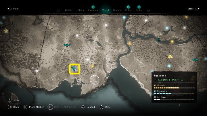W miejscu zaznaczonym na powyższym obrazku natkniesz się na sklep w domku na drzewie - Assassins Creed Valhalla: Mały czarny rynek/Tiny Black Market - solucja - Assassins Creed Valhalla - poradnik do gry