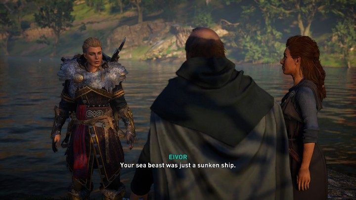 Wyjdź na brzeg i wyjaśnij wszystkim zgromadzonym, że podwodny potwór to tylko zatopiona łódź - Assassins Creed Valhalla: Aflanc Straszliwy/Aflanc the Terrible - solucja - Assassins Creed Valhalla - poradnik do gry