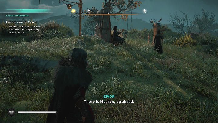Po walce przekradnij się nad rzekę, by porozmawiać z Modron - Assassins Creed Valhalla: Zagadki i wskazówki/Clues and Riddles - solucja - Assassins Creed Valhalla - poradnik do gry