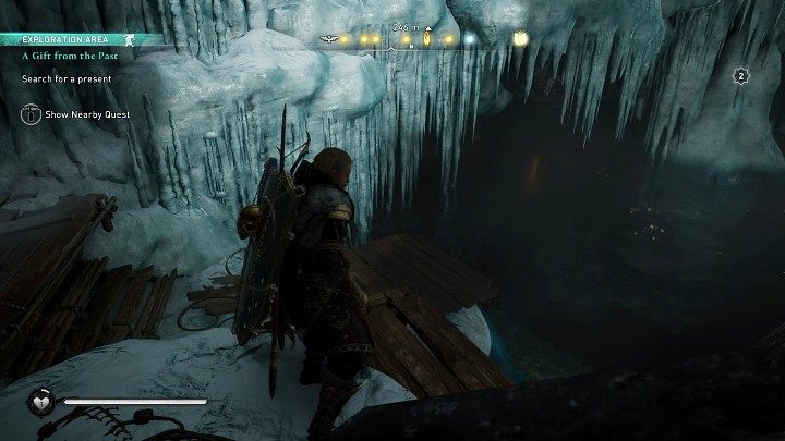 Wskocz do wody, odwróć się w lewą stronę i przepłyń do zamarzniętego korytarza - Assassins Creed Valhalla: Dar z przeszłości/A Gift from the Past - solucja - Assassins Creed Valhalla - poradnik do gry