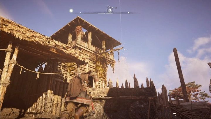 Początek: Aby rozpocząć pogoń za kartką musisz wskoczyć na dach wieży strażniczej - Assassins Creed Valhalla: Karta niesiona wiatrem - Ledecestrescire, sekrety - Assassins Creed Valhalla - poradnik do gry