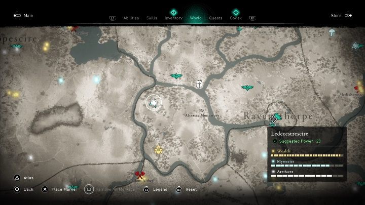 Lokacja przeklętego miejsca: w południowo zachodniej części regionu - Assassins Creed Valhalla: Przeklęty symbol - Ledecestrescire, sekrety, lokacje - Assassins Creed Valhalla - poradnik do gry