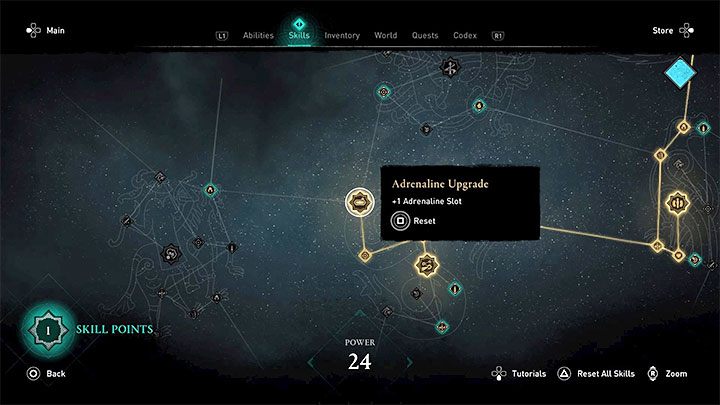 Na drzewku znajdują się główne umiejętności oraz premie do statystyk - Assassins Creed Valhalla: Rozwój, drzewka umiejętności - Assassins Creed Valhalla - poradnik do gry