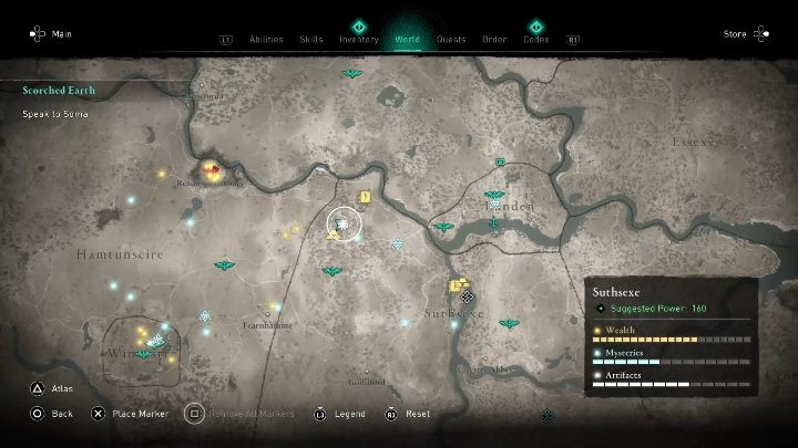 Lokacja przeklętego miejsca: w północnej części regionu - Assassins Creed Valhalla: Przeklęty symbol - Suthsexe, sekrety, lokacje - Assassins Creed Valhalla - poradnik do gry