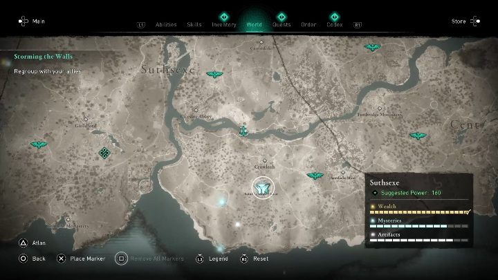 Ołtarz ofiarny znajdziesz w południowej części mapy, za zachód od punkty synchronizacji - Assassins Creed Valhalla: Ołtarz ofiarny - Suthsexe, sekrety, lokacje - Assassins Creed Valhalla - poradnik do gry