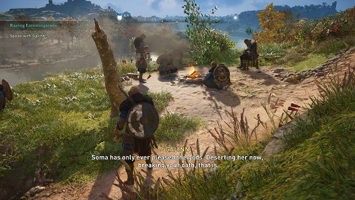 Galinn planuje najechać na Earnningstone i wraz ze swoimi ludźmi rozbili mały obóz niedaleko tej osady - Assassins Creed Valhalla: Najazd na Earnningstone/Razing Earnningstone - solucja - Assassins Creed Valhalla - poradnik do gry