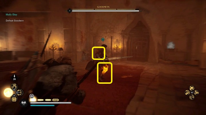 Goodwin posiada trzy słabe punkty: prawe kolano, prawe ramię i plecy - Assassins Creed Valhalla: Dzień święty/Holy Day - solucja, opis przejścia - Assassins Creed Valhalla - poradnik do gry