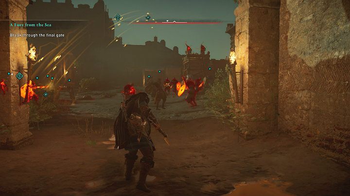 Zanim Twoi wojownicy podprowadzą taran pod główną bramę będziesz mieć sporo czasu, by wyeliminować wrogich strażników - Assassins Creed Valhalla: Gniew morza/A Fury from the Sea - solucja - Assassins Creed Valhalla - poradnik do gry