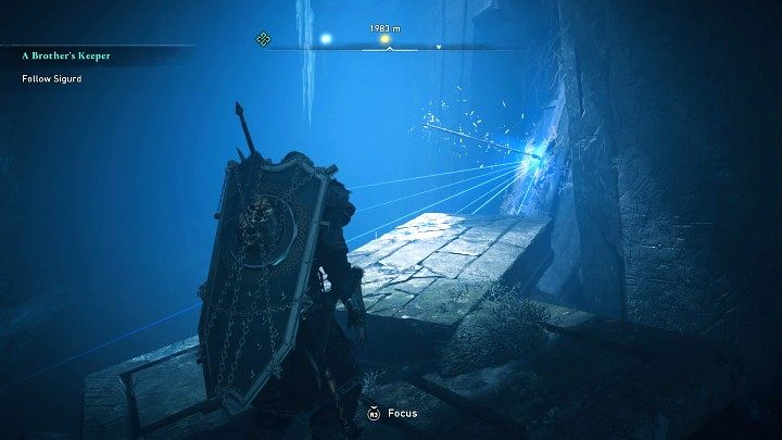 W ścianie utkwiła najlepszej jakości Broń - Gungnir (włócznia Odyna) - Assassins Creed Valhalla: Stróż brata swego / A Brothers Keeper - solucja - Assassins Creed Valhalla - poradnik do gry