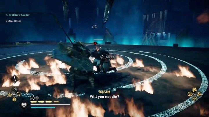 Jeśli dysponujesz tarczą, wystarczy, że zablokujesz ciosy przeciwnika kilka razy, a ogłuszysz go do tego stopnia, że bezradnie upadnie na jedno kolano - Assassins Creed Valhalla: Stróż brata swego / A Brothers Keeper - solucja - Assassins Creed Valhalla - poradnik do gry