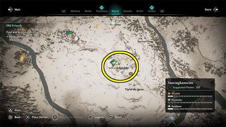 Przykładowe miejsce do odblokowania zdolności Kopniak Tyr to pokazany na obrazku Ulkerthorpe Fort z regionu Snotinghamscire - Assassins Creed Valhalla: Czy w grze jest spartański kopniak? - Assassins Creed Valhalla - poradnik do gry
