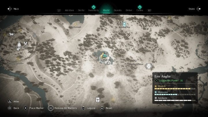 Ten przedmiot znajdziesz na wschód od kryjówki w lesie - Assassins Creed Valhalla: Wyposażenie - Wschodnia Anglia, sekrety, lokacje - Assassins Creed Valhalla - poradnik do gry