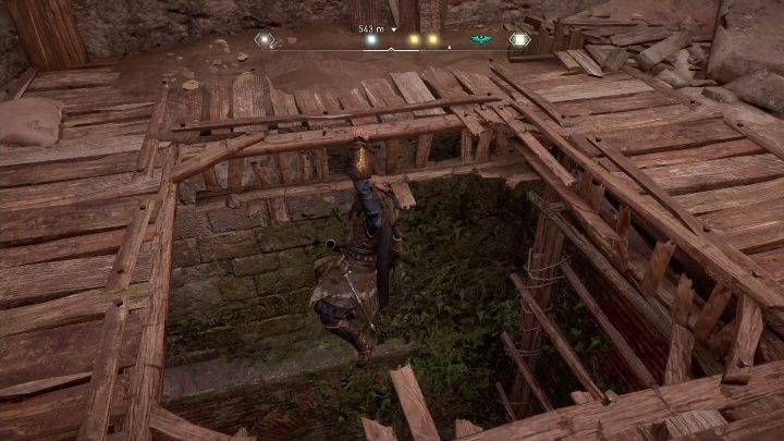 Aby dostać się do mapy musisz zrzucić ładunek wiszący na kawałku skały, następnie wskoczyć w dziurę, która się otworzyła - Assassins Creed Valhalla: Mapa skarbów - Sciropescire, sekrety, lokacje - Assassins Creed Valhalla - poradnik do gry