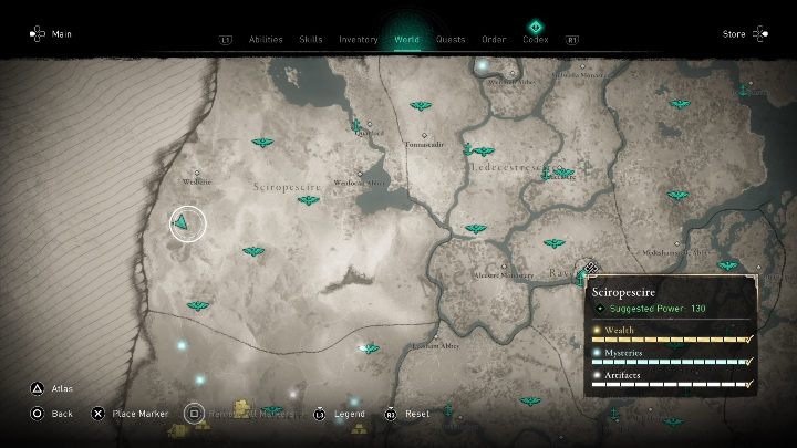 Skarb znajdziesz w zachodniej części lokacji, zaraz obok Wesberie - Assassins Creed Valhalla: Mapa skarbów - Sciropescire, sekrety, lokacje - Assassins Creed Valhalla - poradnik do gry