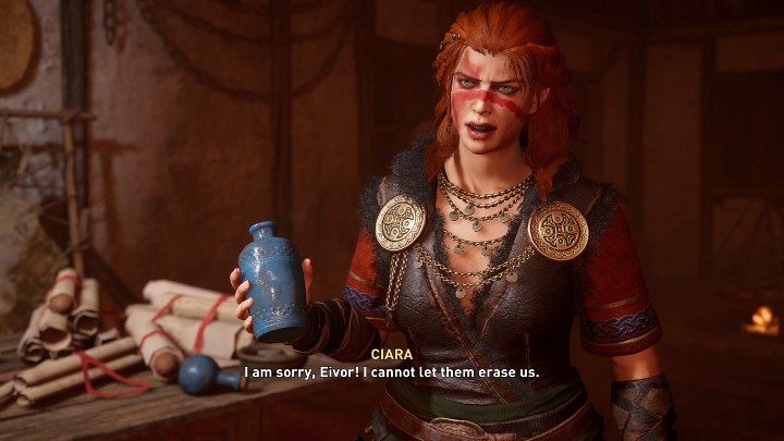 Ciara będzie wyraźnie niezadowolona z decyzji swojego króla i wyjdzie ze spotkania bez słowa - AC Valhalla Gniew Druidów: Cena zdrady/The Cost of Betrayal - solucja - Assassins Creed Valhalla - poradnik do gry