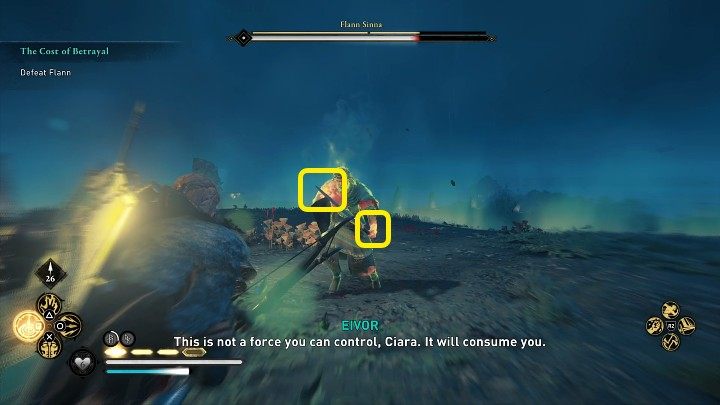 Ciara dysponuje ogromną mocą, dzięki czemu udało jej się przejąć kontrolę nad Flannem - AC Valhalla Gniew Druidów: Cena zdrady/The Cost of Betrayal - solucja - Assassins Creed Valhalla - poradnik do gry