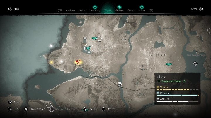 Skarb znajdziecie obok jeziora Eske - AC Valhalla Gniew Druidów: Mapa ukrycia skarbu - Ulster, sekrety, lokacje - Assassins Creed Valhalla - poradnik do gry