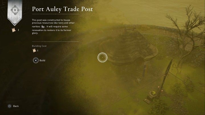 Wróćcie do placówki handlowej w Port Auley i wejdziecie w interakcję z drewnianą tablicą, a następnie zaakceptujecie budowę nowego budynku - AC Valhalla Gniew Druidów: Magazyn kości słoniowej/The Ivory Post - solucja - Assassins Creed Valhalla - poradnik do gry