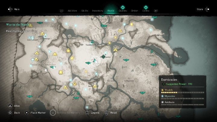 Lokacja przeklętego miejsca: w środkowej części regionu, na południowy wschód od Donecaestre - Assassins Creed Valhalla: Przeklęty symbol - Eurvicscire, sekrety, lokacje - Assassins Creed Valhalla - poradnik do gry