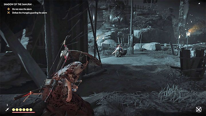 Zabezpieczenie placu jest proste, gdyż powinien on być pilnowany przez zaledwie dwóch Mongołów - Ghost of Tsushima: Cień samuraja (Shadow of the Samurai) solucja, opis przejścia - Ghost of Tsushima - poradnik do gry
