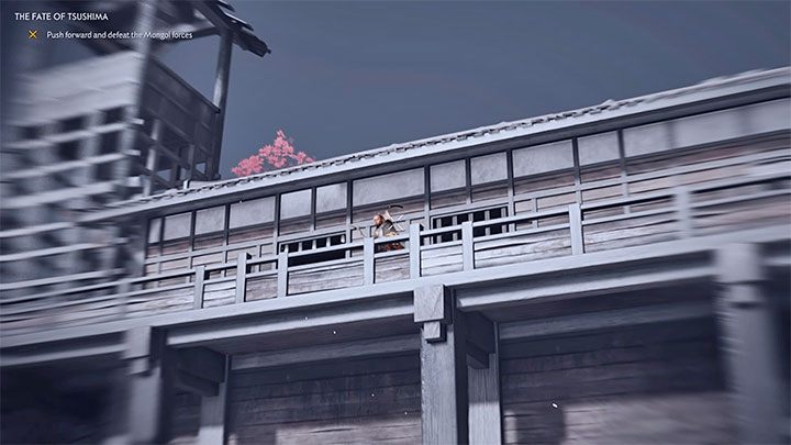 Problematyczni okażą się łucznicy okupujące pokazane na obrazku mury - Ghost of Tsushima: Losy Cuszimy (The Fate of Tsushima) solucja, opis przejścia - Ghost of Tsushima - poradnik do gry