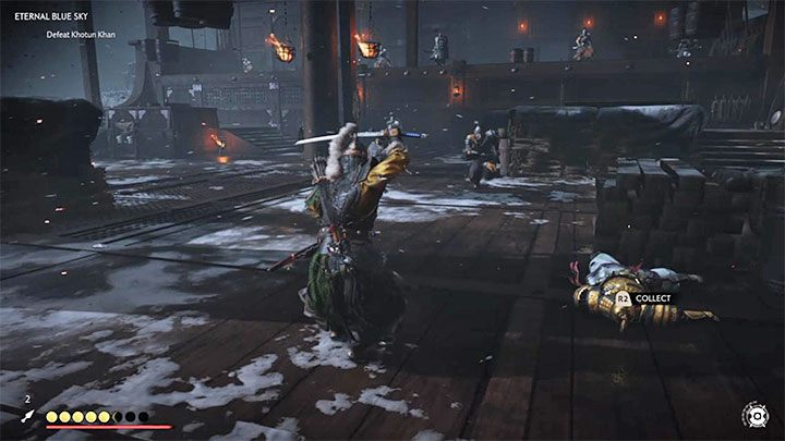 W drugiej fazie bitwy Khan naśle na Jina kolejnych mongolskich żołnierzy - Ghost of Tsushima: Wiecznie błękitne niebo (Eternal Blue Sky) solucja - Ghost of Tsushima - poradnik do gry