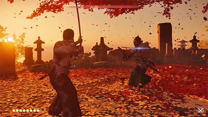 Boss stosuje także pojedyncze niebieskie ataki i są to m - Ghost of Tsushima: Opowieść Pana Shimury (The Tale of Lord Shimura) solucja - Ghost of Tsushima - poradnik do gry