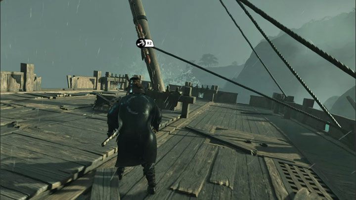 Musicie powalić maszt na dużym wraku i do zrealizowania tego planu posłuży Wam oczywiście linka z hakiem (przytrzymanie R2 i L2) - Ghost of Tsushima Iki Island: Dziedzictwo Kazumasy Sakaia - opis przejścia - Ghost of Tsushima - poradnik do gry