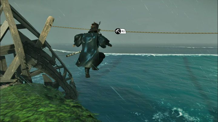 Rozbujajcie się na linie, ale z kolejnym skokiem poczekajcie do momentu pojawienia się fali - Ghost of Tsushima Iki Island: Dziedzictwo Kazumasy Sakaia - opis przejścia - Ghost of Tsushima - poradnik do gry