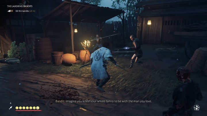 Po dotarciu na miejsce wyeliminuj wszystkich przeciwników - Ghost of Tsushima: Śmiech bandytów (The Laughing Bandits) solucja - Ghost of Tsushima - poradnik do gry