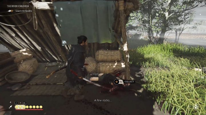 Idąc wzdłuż śladów dotrzesz do obozu bandytów - Ghost of Tsushima: Rzeczne Dzieci (The River Children) solucja - Ghost of Tsushima - poradnik do gry