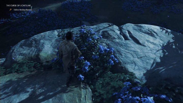 Twoim pierwszym zadaniem będzie znalezienie terenu z niebieskimi kwiatami - Ghost of Tsushima: Klątwa Uchitsunego (The Curse of Uchitsune) solucja - Ghost of Tsushima - poradnik do gry