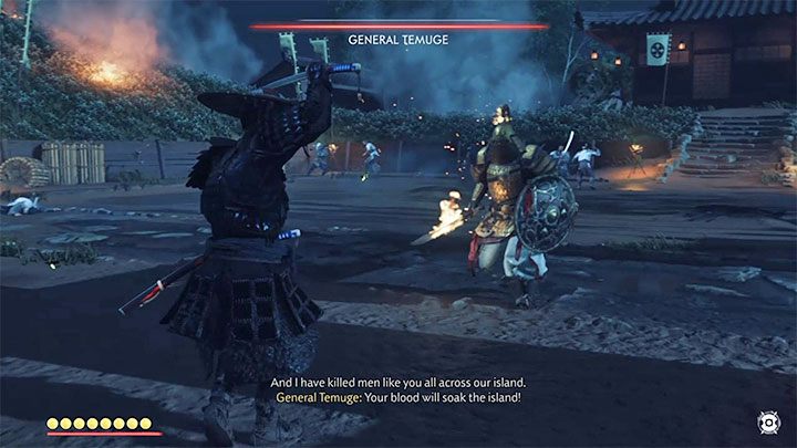 Od razu po załączeniu się pojedynku wybierz postawę wody, czyli taką, która najlepiej sprawdza się podczas walk z przeciwnikami używającymi tarcz - Ghost of Tsushima: Jak pokonać bossa Generał Temuge? - Ghost of Tsushima - poradnik do gry