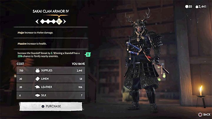 4 ataki to nadal za mało, ale zbroję rodu Sakaiów można ulepszać - Ghost of Tsushima: To kwestia nadgarstka - trofeum, jak zdobyć - Ghost of Tsushima - poradnik do gry