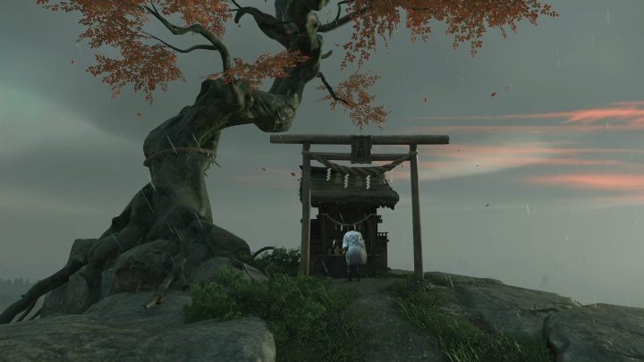 Aby dotrzeć do tej kapliczki potrzebujesz Linki z Hakiem, zdobędziesz ją wykonują zadanie główna - Żelazny Hak - Ghost of Tsushima: Izuhara - kapliczki Shinoto, sekrety, znajdźki - Ghost of Tsushima - poradnik do gry