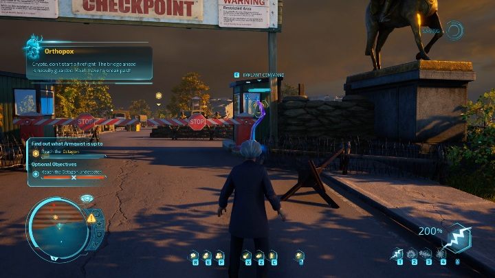 Na moście jest wiele żołnierzy - Destroy All Humans 2020: Mr. Crypto goes to capitol city - Wejście do Oktagonu - Destroy All Humans Remake - poradnik do gry