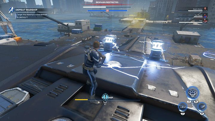 Znajdziesz tutaj dwa generatory - Marvels Avengers: Okręt Bojowy/Warship - boss, jak pokonać? - Marvels Avengers - poradnik do gry
