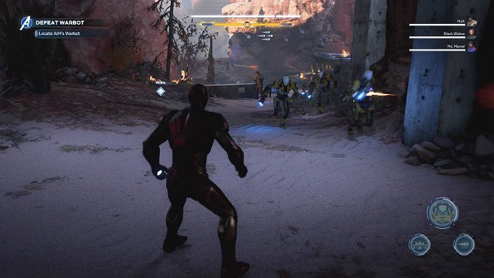 Gdy tylko wyjdziesz z kryjówki będziesz musiał stoczyć walkę z całą zgrają Syntoidów i żołnierzy AIM - Marvels Avengers: Agonia i Mrowisko/Agony and the Ant Hill - solucja - Marvels Avengers - poradnik do gry