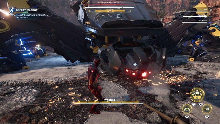 Po rozbiciu wszystkich wywietrzników Bot Bojowy zostanie powalony - Marvels Avengers: Agonia i Mrowisko/Agony and the Ant Hill - solucja - Marvels Avengers - poradnik do gry