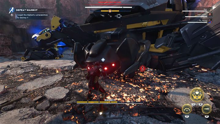 Po rozbiciu wszystkich wywietrzników Bot Bojowy zostanie ponownie powalony - Marvels Avengers: Bot Bojowy/Warbot - boss, jak pokonać? - Marvels Avengers - poradnik do gry