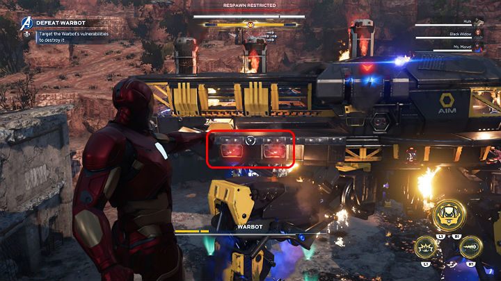 Następnie zajmij się środkowymi wywietrznikami - Marvels Avengers: Bot Bojowy/Warbot - boss, jak pokonać? - Marvels Avengers - poradnik do gry