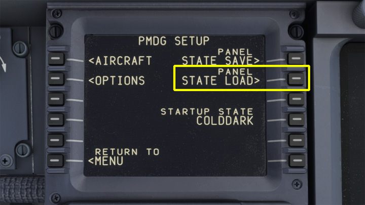 Z menu PMDG Setup załadujcie stan Cold and Dark lub Cold and Dark GPU, jeśli jeszcze nie zostało to zrobione - PMDG 737: Jak ustawić Cold and Dark na stałe? - Microsoft Flight Simulator 2020 - poradnik do gry