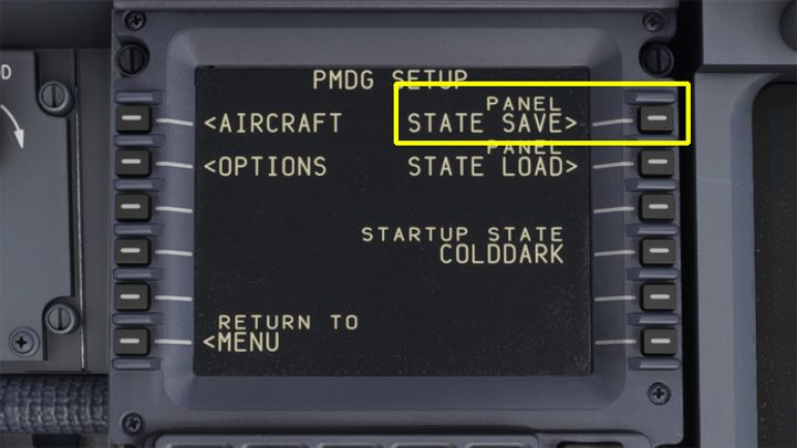 W menu PMDG Setup wybierzcie Panel State Save - PMDG 737: Panel State - stan gotowości samolotu (PMDG Setup) - Microsoft Flight Simulator 2020 - poradnik do gry